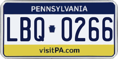 PA license plate LBQ0266