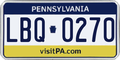 PA license plate LBQ0270
