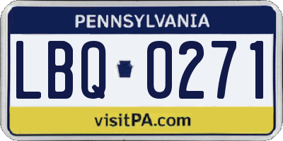 PA license plate LBQ0271