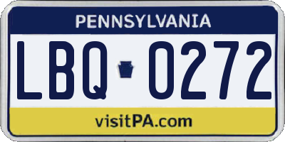 PA license plate LBQ0272