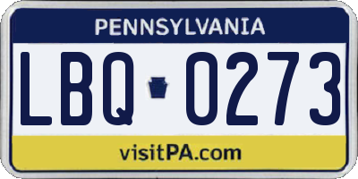 PA license plate LBQ0273