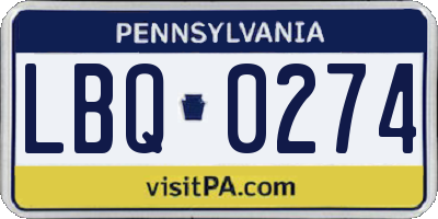 PA license plate LBQ0274