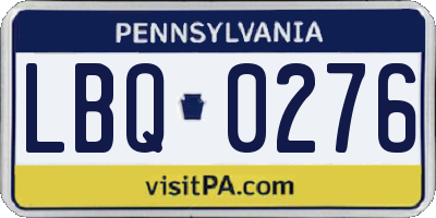 PA license plate LBQ0276