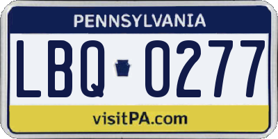 PA license plate LBQ0277