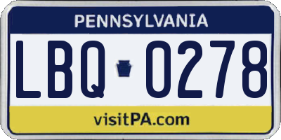 PA license plate LBQ0278