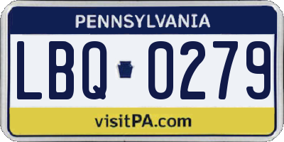 PA license plate LBQ0279
