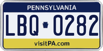 PA license plate LBQ0282