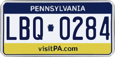PA license plate LBQ0284