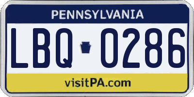 PA license plate LBQ0286