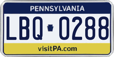 PA license plate LBQ0288