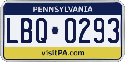 PA license plate LBQ0293