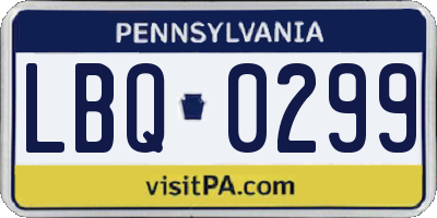 PA license plate LBQ0299