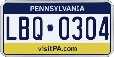 PA license plate LBQ0304