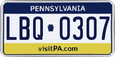 PA license plate LBQ0307