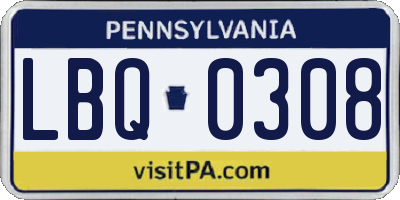 PA license plate LBQ0308