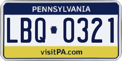 PA license plate LBQ0321
