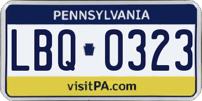 PA license plate LBQ0323