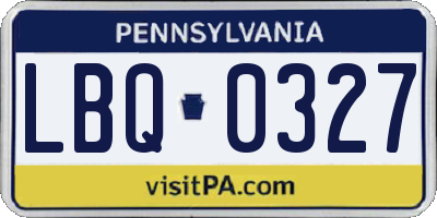 PA license plate LBQ0327