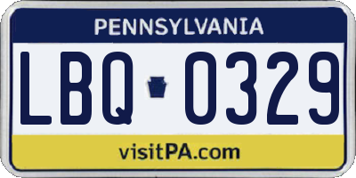 PA license plate LBQ0329