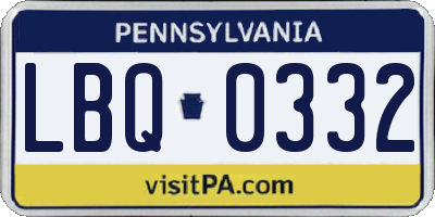 PA license plate LBQ0332