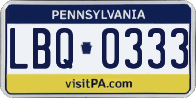 PA license plate LBQ0333