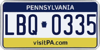 PA license plate LBQ0335