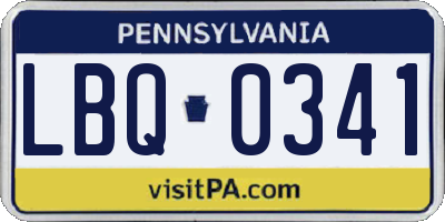 PA license plate LBQ0341