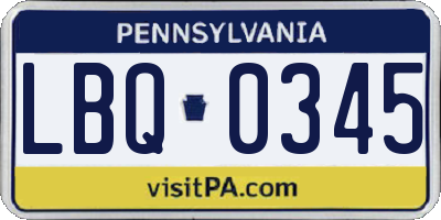 PA license plate LBQ0345