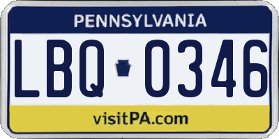 PA license plate LBQ0346