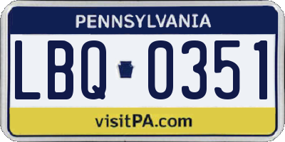 PA license plate LBQ0351