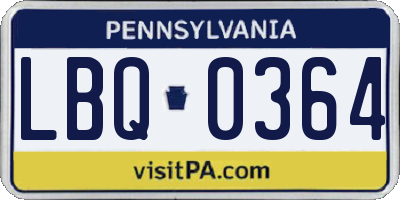 PA license plate LBQ0364