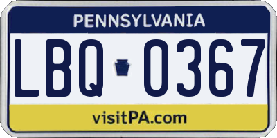 PA license plate LBQ0367