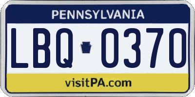 PA license plate LBQ0370
