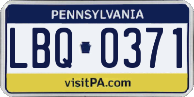 PA license plate LBQ0371