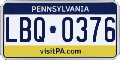 PA license plate LBQ0376