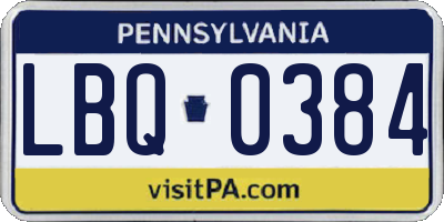 PA license plate LBQ0384