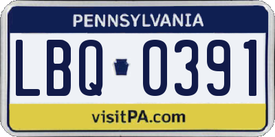PA license plate LBQ0391