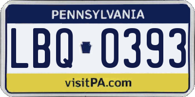 PA license plate LBQ0393