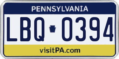 PA license plate LBQ0394