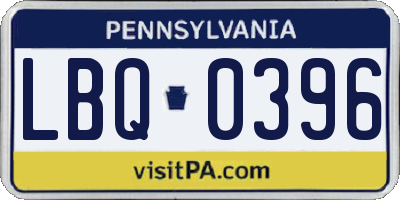 PA license plate LBQ0396