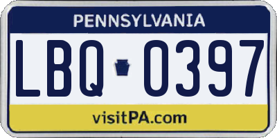 PA license plate LBQ0397