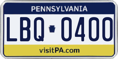 PA license plate LBQ0400