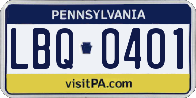 PA license plate LBQ0401