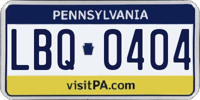 PA license plate LBQ0404