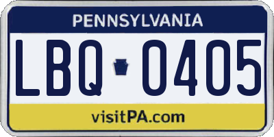 PA license plate LBQ0405