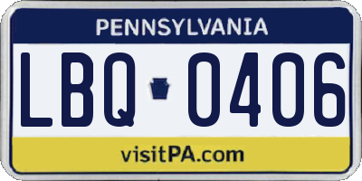 PA license plate LBQ0406