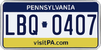 PA license plate LBQ0407
