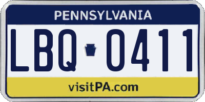 PA license plate LBQ0411