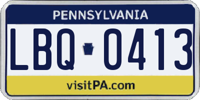 PA license plate LBQ0413