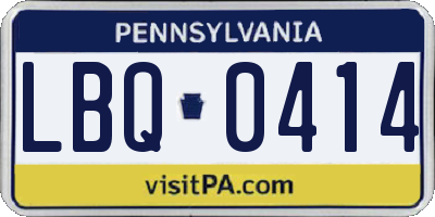 PA license plate LBQ0414